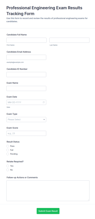 Professional Engineering Exam Results Tracking Form Template