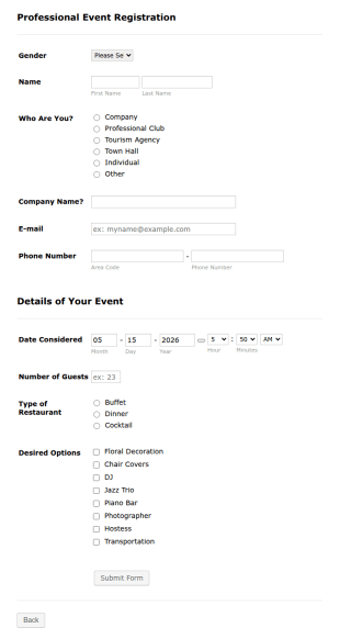 Professional Event Registration Form Template