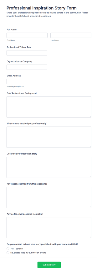Professional Inspiration Story Form Template