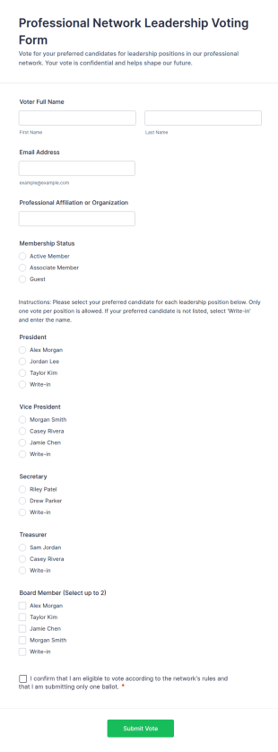 Professional Network Leadership Voting Form Template