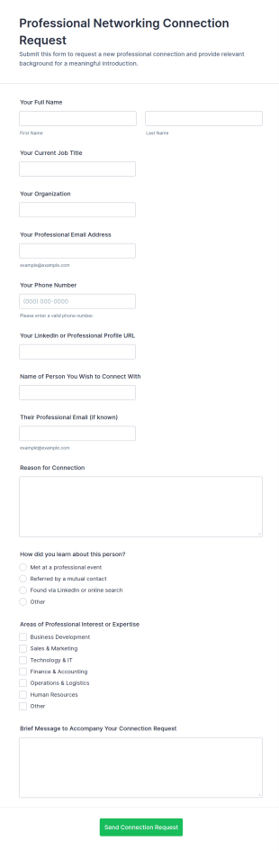 Professional Networking Connection Request Form Template