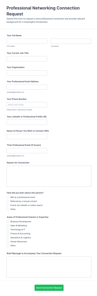 Professional Networking Connection Request Form Template
