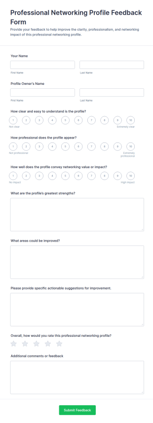 Professional Networking Profile Feedback Form Template
