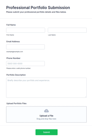 Professional Portfolio Submission Form Template