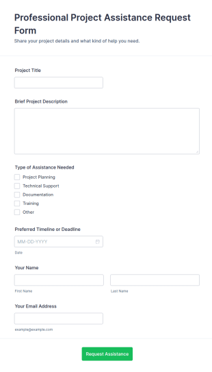 Professional Project Assistance Request Form Template