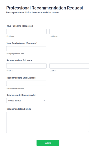 Professional Recommendation Request Form Template