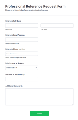 Professional Reference Request Form Template