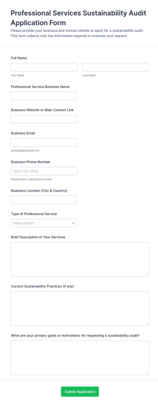Professional Services Sustainability Audit Application Form Template