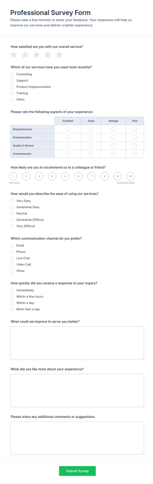 Professional Survey Form Template
