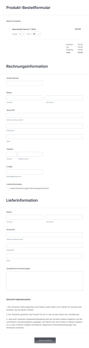 Professionelle Rechnungsvorlage