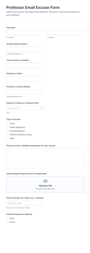 Professor Email Excuse Form Template