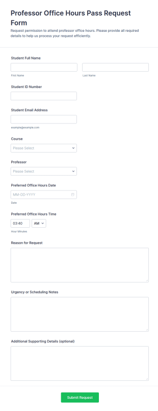 Professor Office Hours Pass Request Form Template
