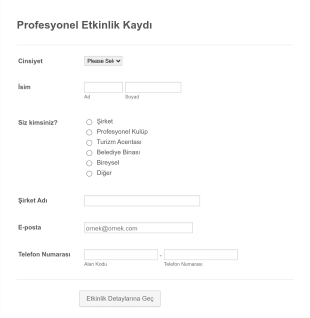 Profesyonel Etkinlik Kayıt Form Şablonu