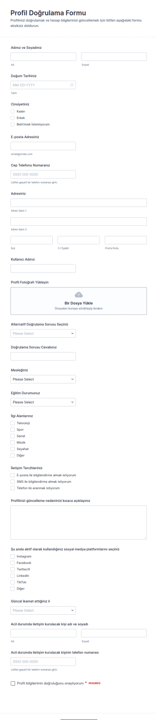 Profil Doğrulama Form Şablonu