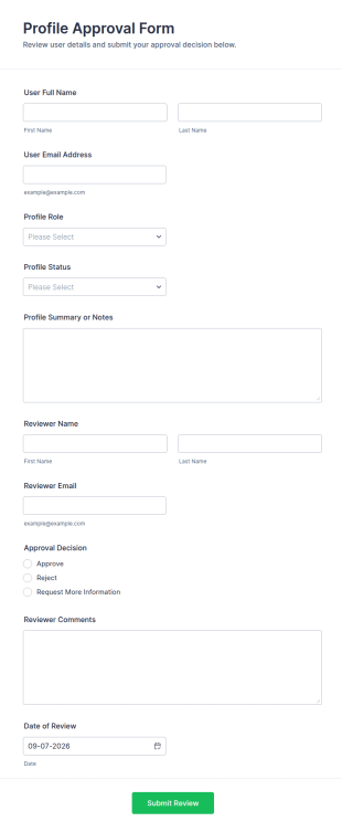 Profile Approval Form Template