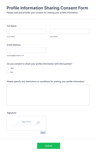 Profile Information Sharing Consent Form Template