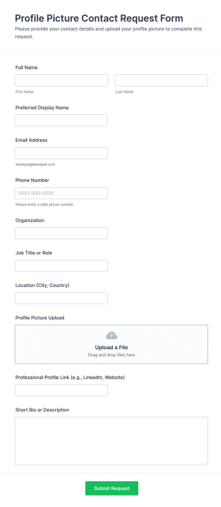 Profile Picture Contact Request Form Template