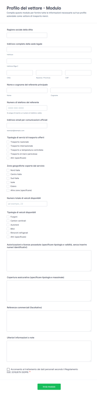 Scheda Profilo Vettore