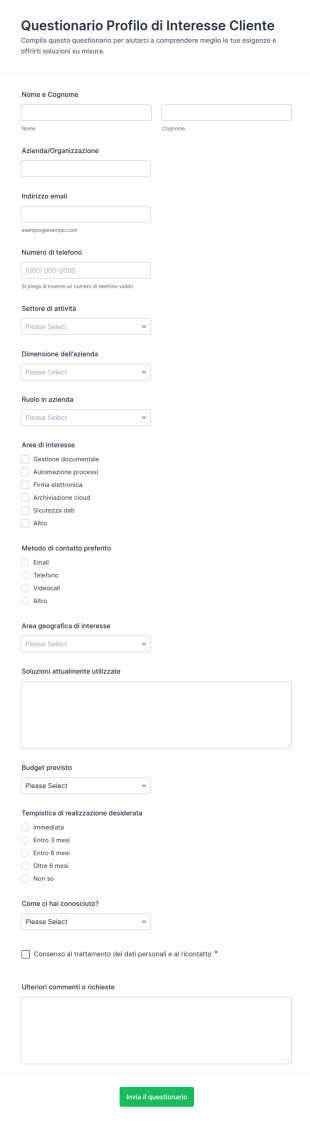 Profilo Di Interesse Del Cliente Survey