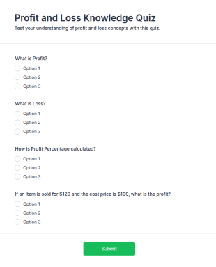 Profit And Loss Knowledge Quiz Form Template