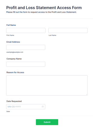Profit And Loss Statement Access Form Template