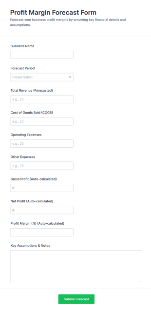 Profit Margin Forecast Form Template
