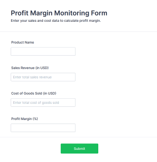Profit Margin Monitoring Form Template