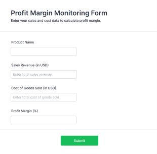 Profit Margin Monitoring Form Template