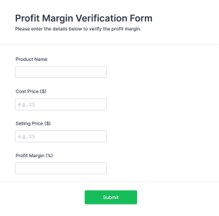 Profit Margin Verification Form Template