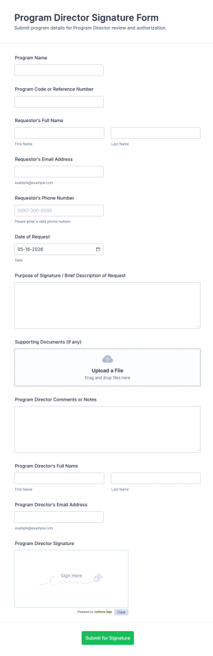 Program Director Signature Form Template