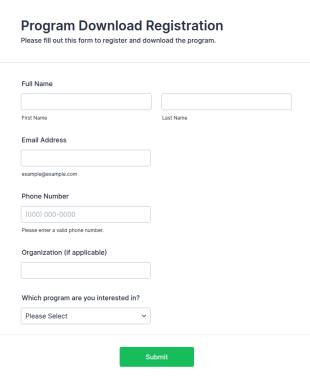 Program Download Registration Form Template