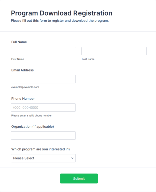 Program Download Registration Form Form Template