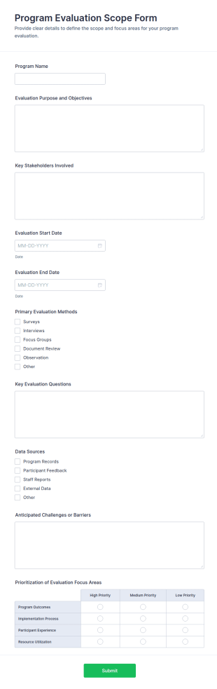 Program Evaluation Scope Form Template