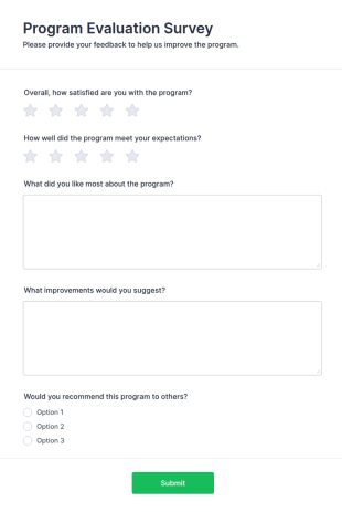 Program Evaluation Survey Form Template