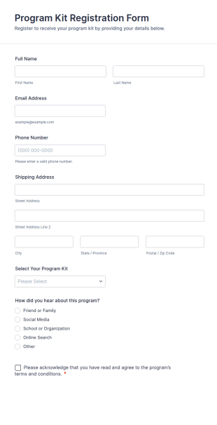 Program Kit Registration Form Template
