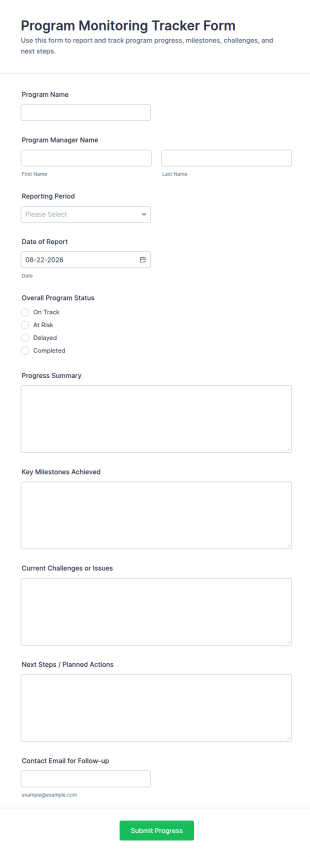 Program Monitoring Tracker Form Template