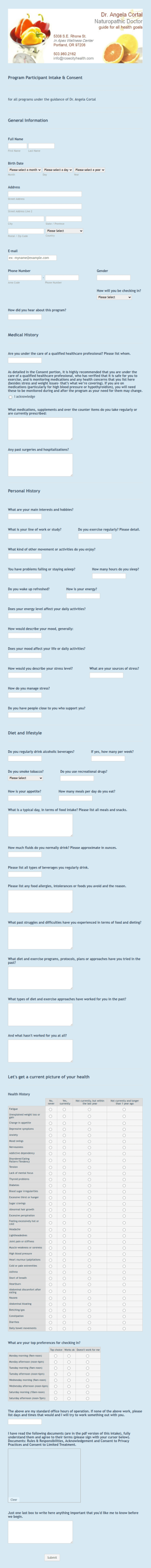 Program Participant Intake And Consent Form Template
