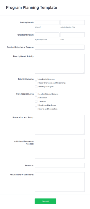 Program Planning Template