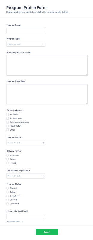 Program Profile Form Template