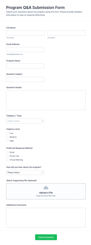 Program Q&A Submission Form Template