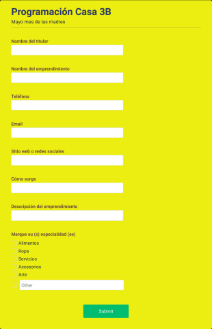 Programación Casa 3B Form Template