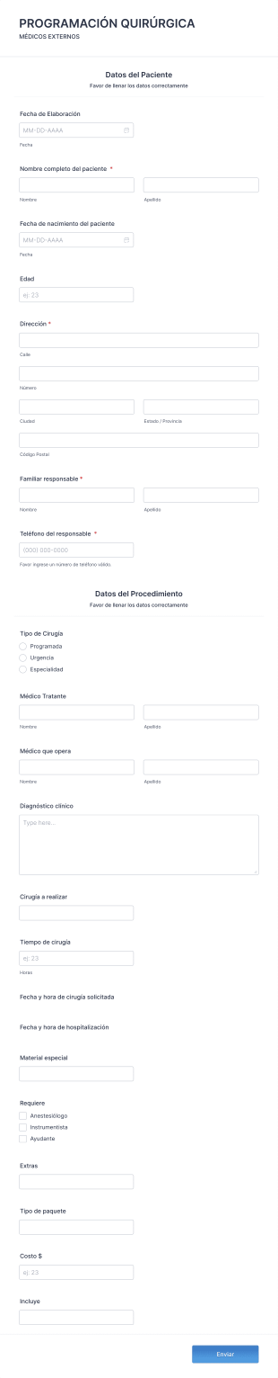 Programación Quirúrgica Form Template