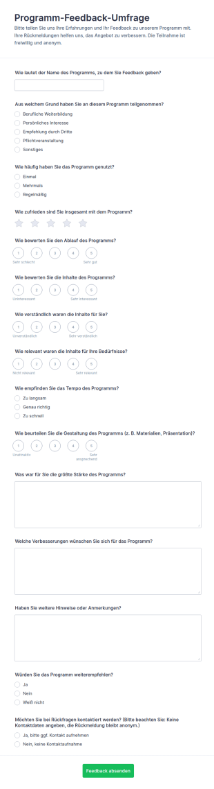 Programm Feedback Survey