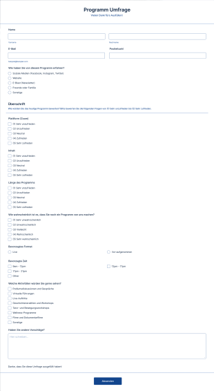 Programm Umfrage Form Template