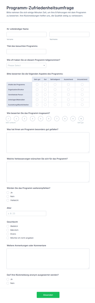 Programm Zufriedenheitsumfrage