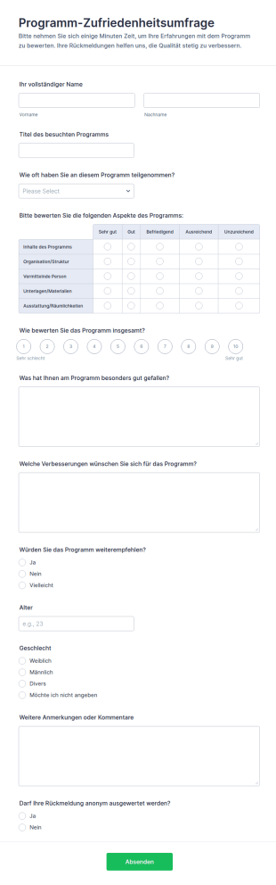 Programm Zufriedenheitsumfrage