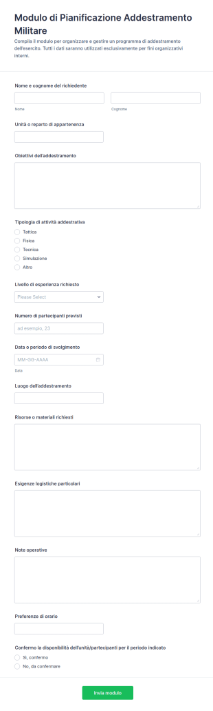 Programma Di Addestramento Militare Form