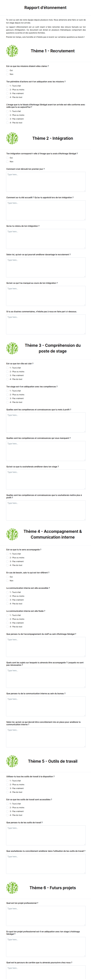 Programme De Stage Rapport D'étonnement