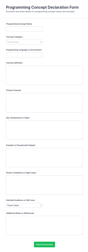 Programming Concept Declaration Form Template