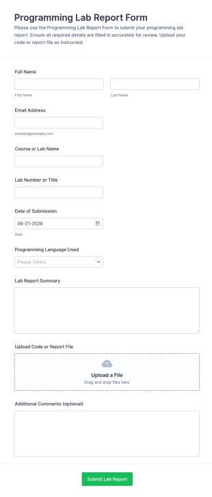 Programming Lab Report Form Template